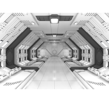 Papel pintado 3D nave espacial blanca - TenVinilo