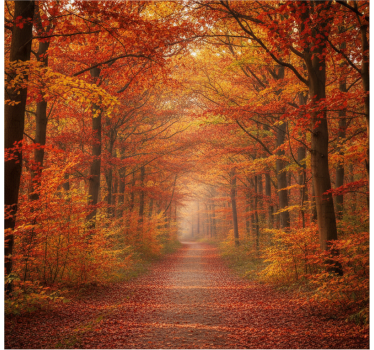 Mural de bosque camino de árboles en otoño - TenVinilo