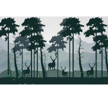 Mural de bosque silueta bosque escandinavo - TenVinilo