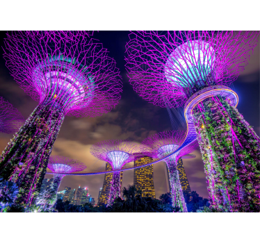 Fotomurales de ciudades Hermosas luces de la ciudad de singapur - TenVinilo