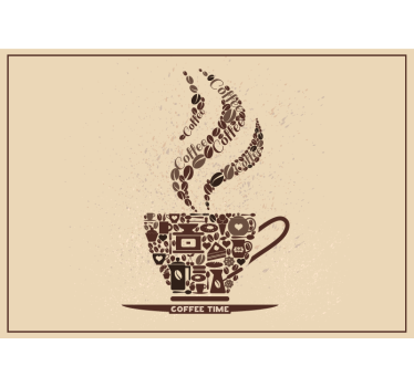 Mural moderno Taza de café de iconos - TenVinilo