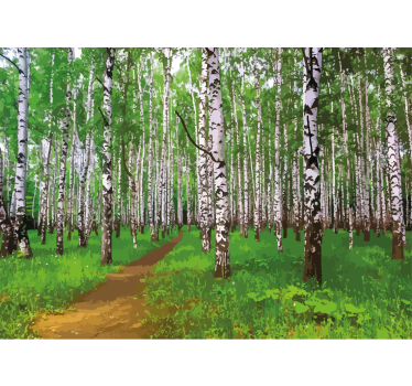 Mural de naturaleza sendero del bosque de abedules - TenVinilo