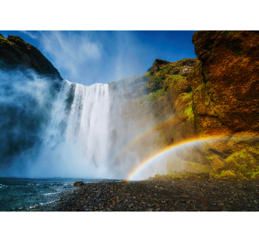 Mural de cascada majestuosa vista del arco iris - TenVinilo
