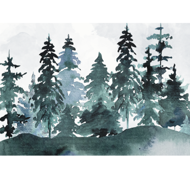 Mural de naturaleza paisaje de pinos majestuosos - TenVinilo