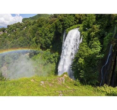 Fotomural naturaleza cascada con acoriris - TenVinilo