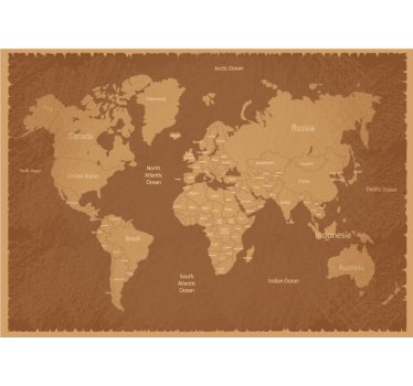 Mural mapamundi mapa geográfico del mundo - TenVinilo