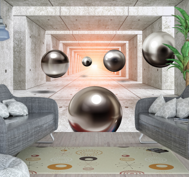 Foto mural 3d tunel con esferas - TenVinilo