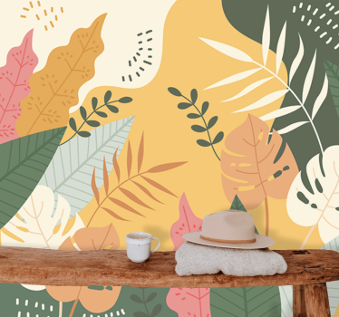 Fotomural bosque Pintura con plantas exóticas - TenVinilo