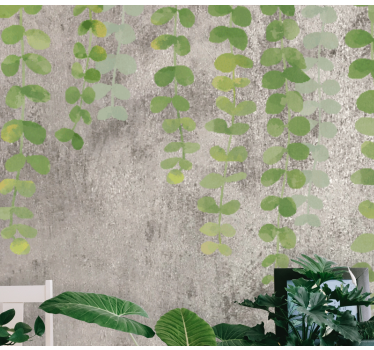 Fotomural de flores Plantas colgantes sobre textura de hormigón - TenVinilo