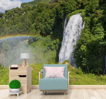 Fotomural naturaleza cascada con acoriris - TenVinilo