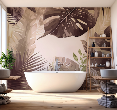 Fotomural baño plantas tropicales - TenVinilo