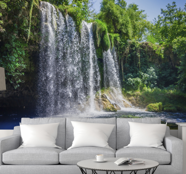 Fotomural pared cascada en la selva - TenVinilo