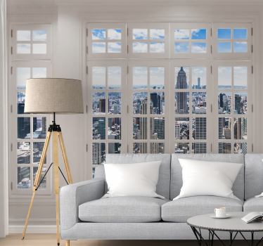 Papel pintado salón ventana a Nueva York - TenVinilo