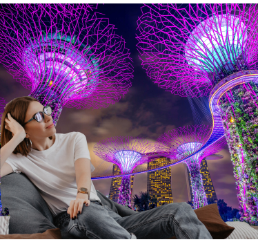 Fotomurales de ciudades Hermosas luces de la ciudad de singapur - TenVinilo