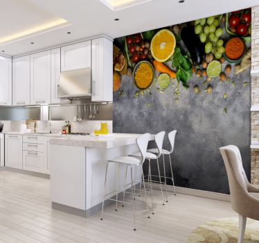 Fotomurales decorativos para cocinas Estilo estético de frutas y  - TenVinilo