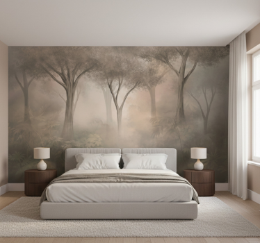 Mural de bosque bosque sepia brumoso - TenVinilo