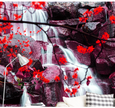 Mural de cascada cascadas con flores - TenVinilo