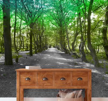 Mural de naturaleza camino de árboles frondosos - TenVinilo