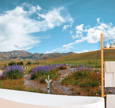 Mural de naturaleza paisaje de pradera sereno - TenVinilo
