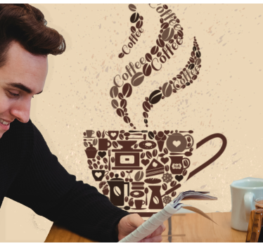 Mural moderno Taza de café de iconos - TenVinilo