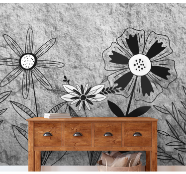 Mural texturas Flores y plantas en textura de hormigón - TenVinilo