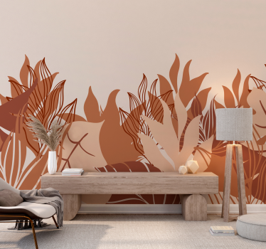 Papel mural terracota paisaje tropical - TenVinilo