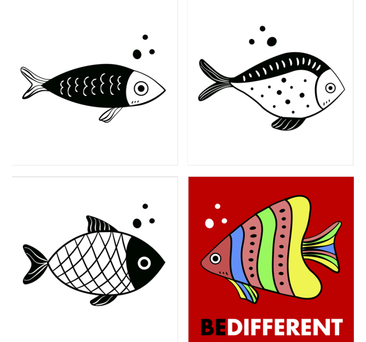 Posavasos peces frases sé diferente - TenVinilo