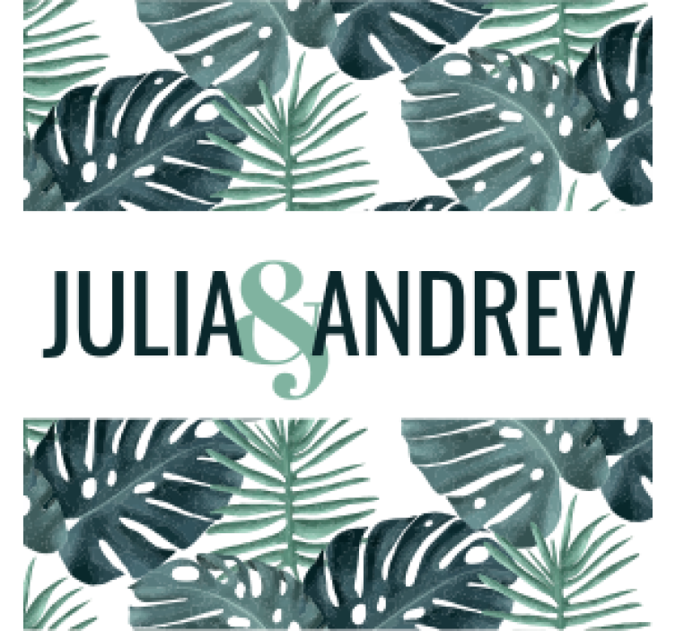 Portavasos boda patrón de hojas tropicales - TenVinilo