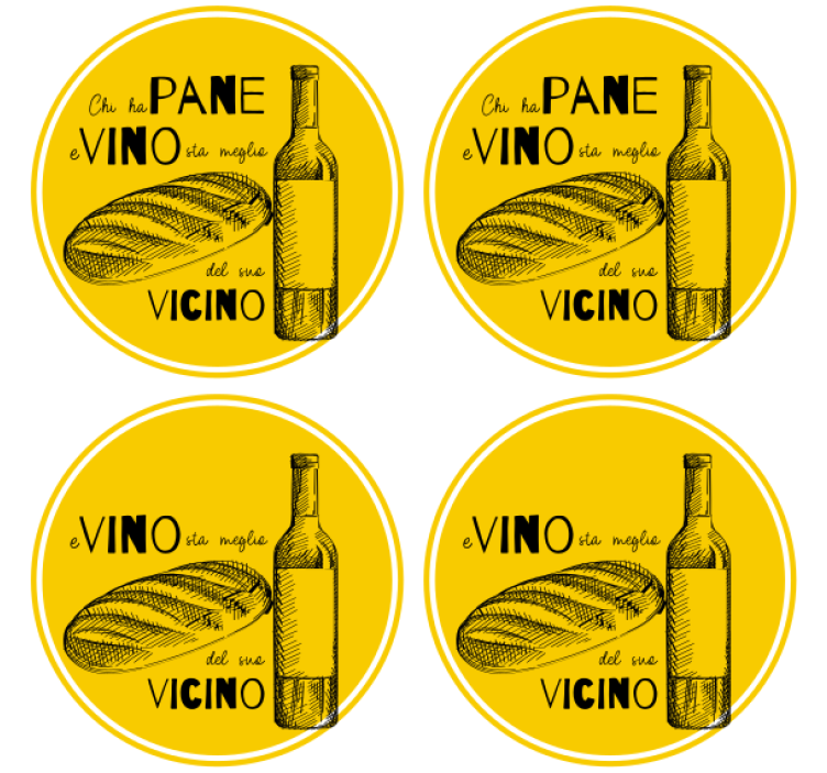 Portavasos personalizable botella de vino y pan - TenVinilo