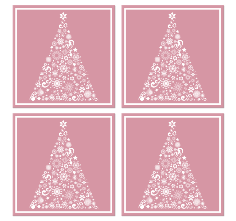 Posavasos navideño árbol festivo en rosa - TenVinilo