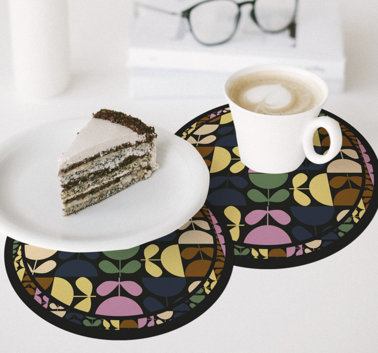 Posavasos de flores de copa de colores - TenVinilo