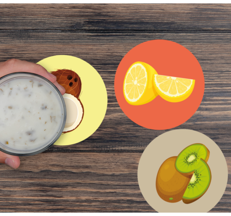 Frutas cortadas a la mitad más posavasos - TenVinilo