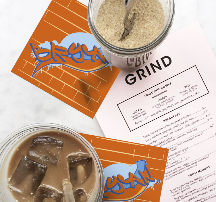 Posavasos con nombre estilo graffiti naranja - TenVinilo