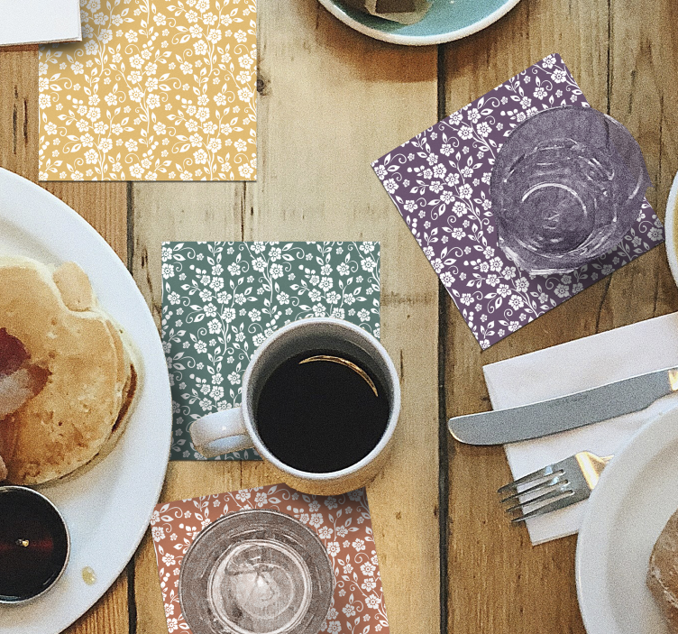 Posavasos elegante estampado de flores - TenVinilo