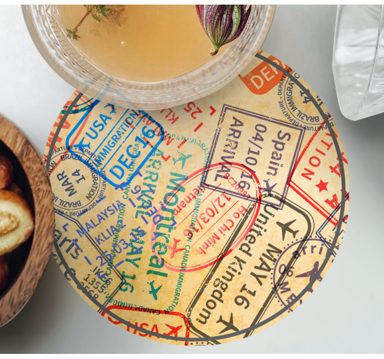 Posavasos moderno Sellos de viaje - TenVinilo