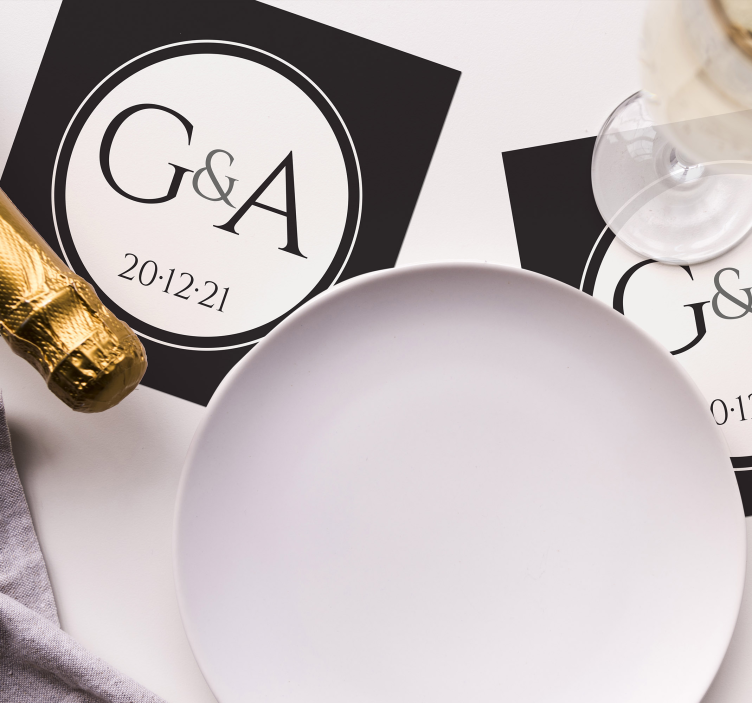 Posavasos de boda clásico personalizado - TenVinilo