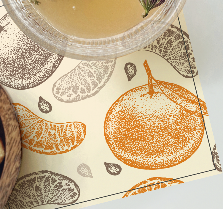 Posavasos vintage Gotas de jugo de naranja y rodajas - TenVinilo