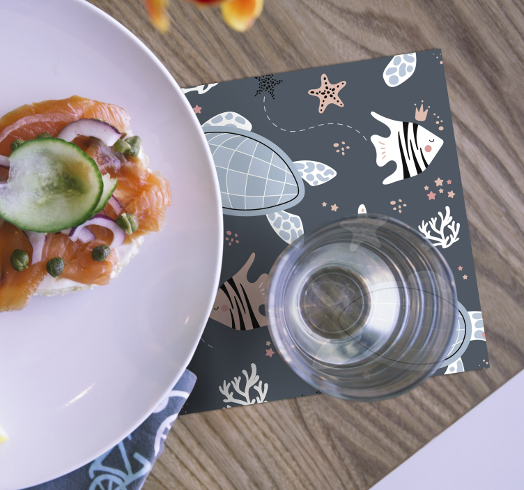 Posavasos tortugas y peces en el agua - TenVinilo