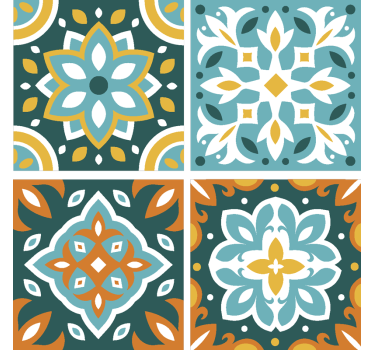 Posavasos colorido de azulejo ornamental - TenVinilo