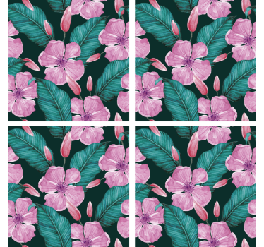 Portavasos patrón floral y de hojas - TenVinilo
