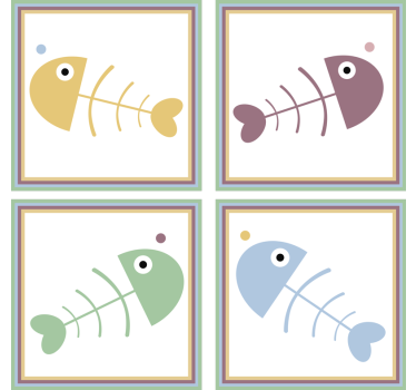 Portavasos esqueletos de pescado coloridos - TenVinilo