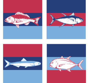 Posavasos tricolor original peces dibujados - TenVinilo