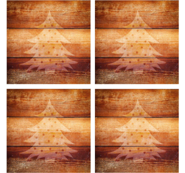 Posavasos navidad árbol de navidad, en, textura de madera - TenVinilo