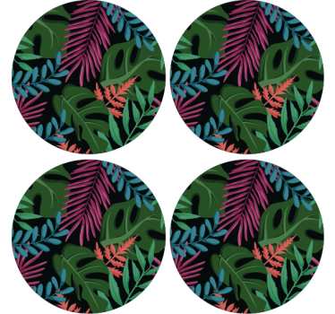 Portavasos patrones de hojas tropicales - TenVinilo