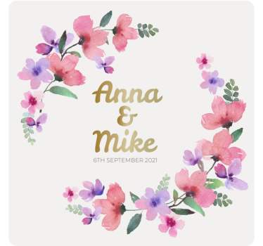 Posavasos de boda Corona de flores - TenVinilo
