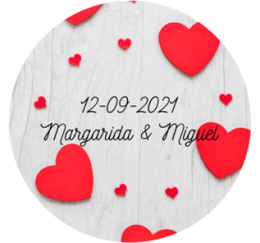 Portavasos boda personalización corazones y fecha - TenVinilo
