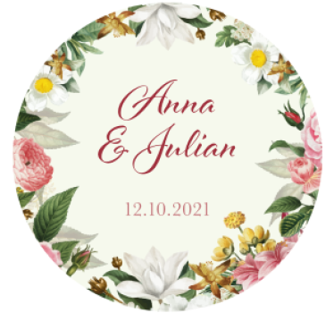 Portavasos boda floral personalizado con flores - TenVinilo