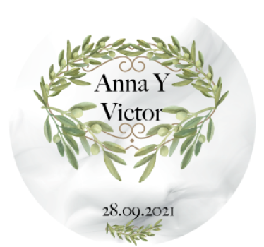 Portavasos boda emblema de corona de olivo - TenVinilo