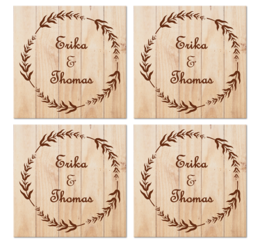 Posavasos de boda Rama de olivo de madera - TenVinilo