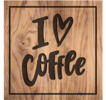 Posavasos imitación Amo el café textura de madera - TenVinilo